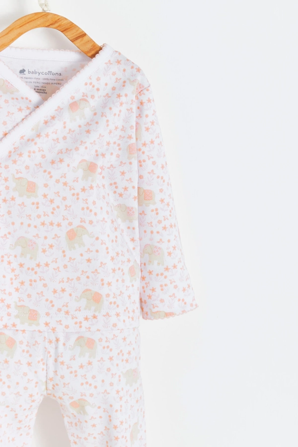 Premium Peruvian Pima Cotton Tika Kimono & Pants Set for Infant. Detail view