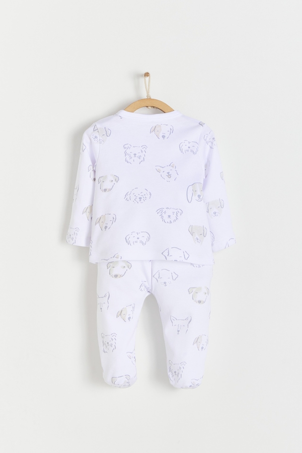 Premium Peruvian Pima Cotton Paws Kimono & Pants Set for Infant. Back view