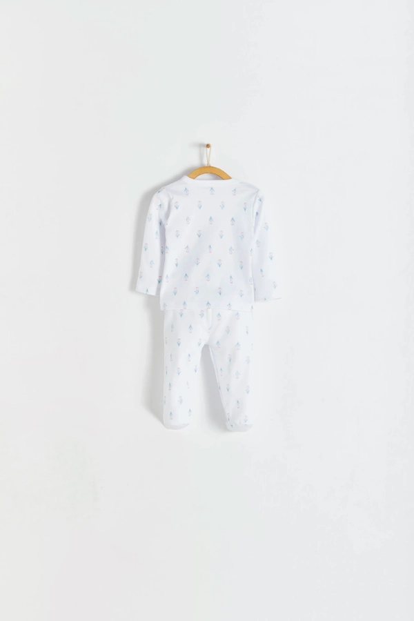 Premium Peruvian Pima Cotton Tulips Kimono Top & Pants Set for Infant. Back view
