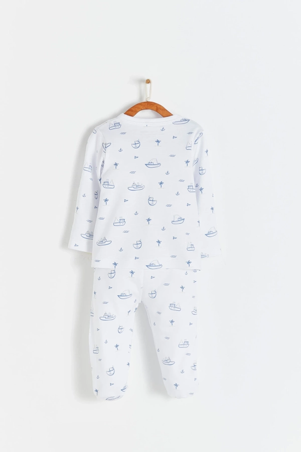 Premium Peruvian Pima Cotton Oceania Kimono Top & Pants Set for Infant. Back view