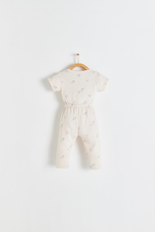 Premium Cotton Goose Crossed Bodysuit & Pants Set For Infant. Back view