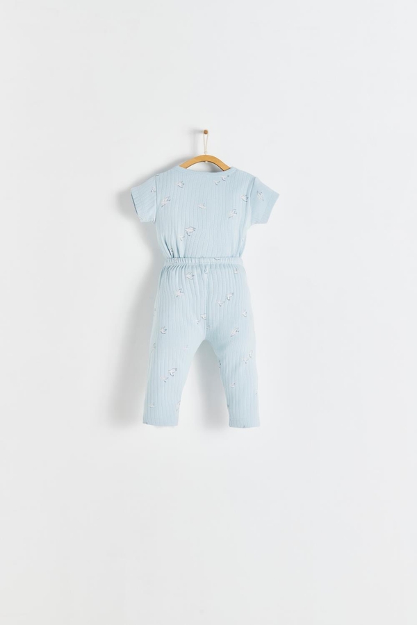 Premium Cotton Goose Crossed Body & Pants Set for Infant. Back view