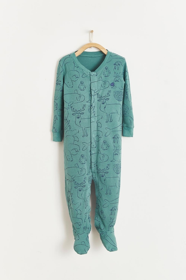 Camou Waffle Snug Footie Pajamas
