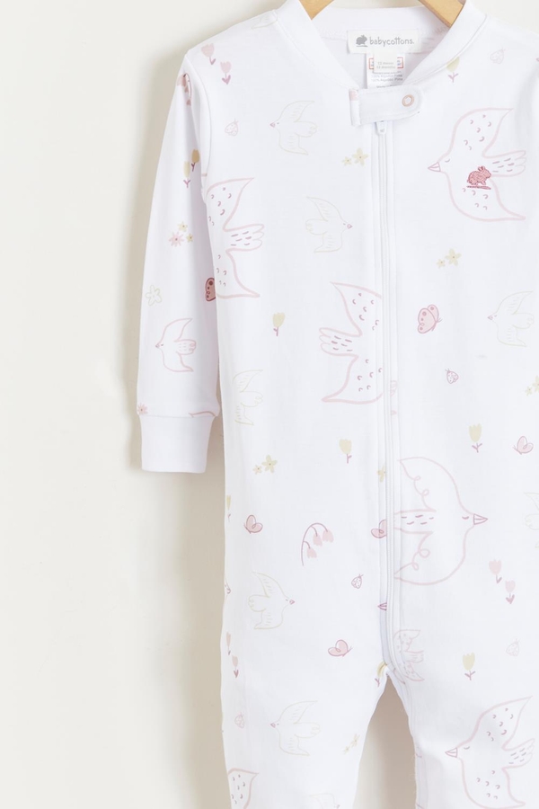 Premium Peruvian Pima Cotton Danet Zip Snug Footie Pajamas For Infant. Detail view
