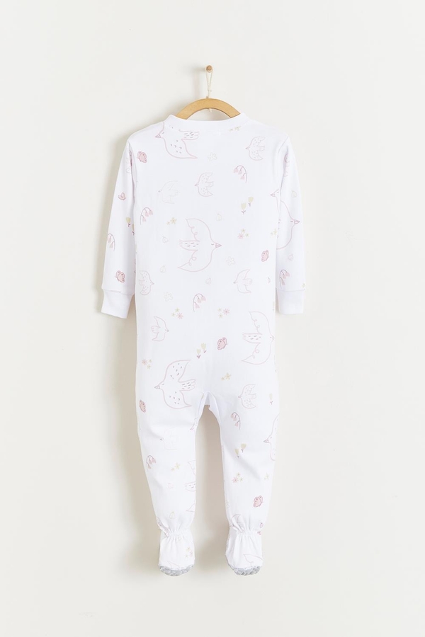 Premium Peruvian Pima Cotton Danet Zip Snug Footie Pajamas For Infant. Back view