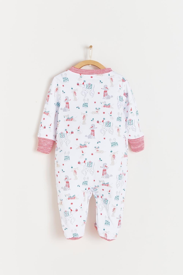 Premium Peruvian Pima Cotton Christmas Footie Pajamas For Infant | Back