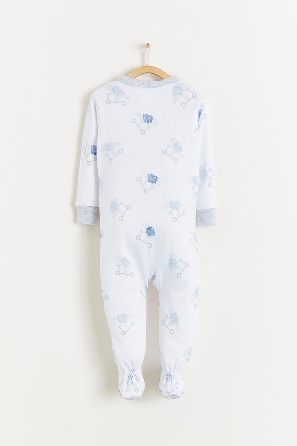 Premium Peruvian Pima Cotton Brady Zip Snug Footie Pajamas For Infant. Back view.