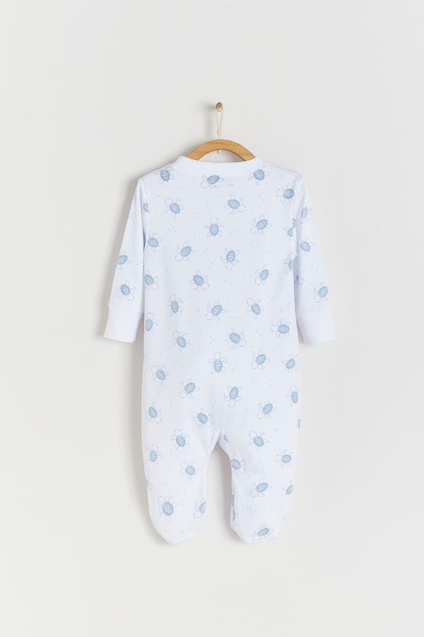 Premium Peruvian Pima Cotton Turtles Zip Footed Pajama for Infant. Back view