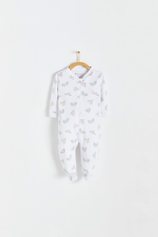 Premium Peruvian Pima Cotton Lisa Zip Footed Pajama for Infant. Front view