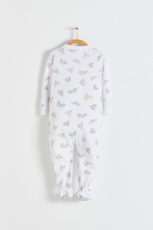 Premium Peruvian Pima Cotton Lisa Snug Fit Zip Footed Pajama for Infant. Back view