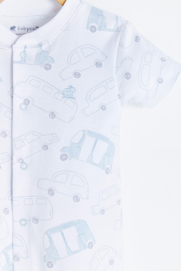 Premium Peruvian Pima Cotton Tuc Short Romper for Infant. Detail view
