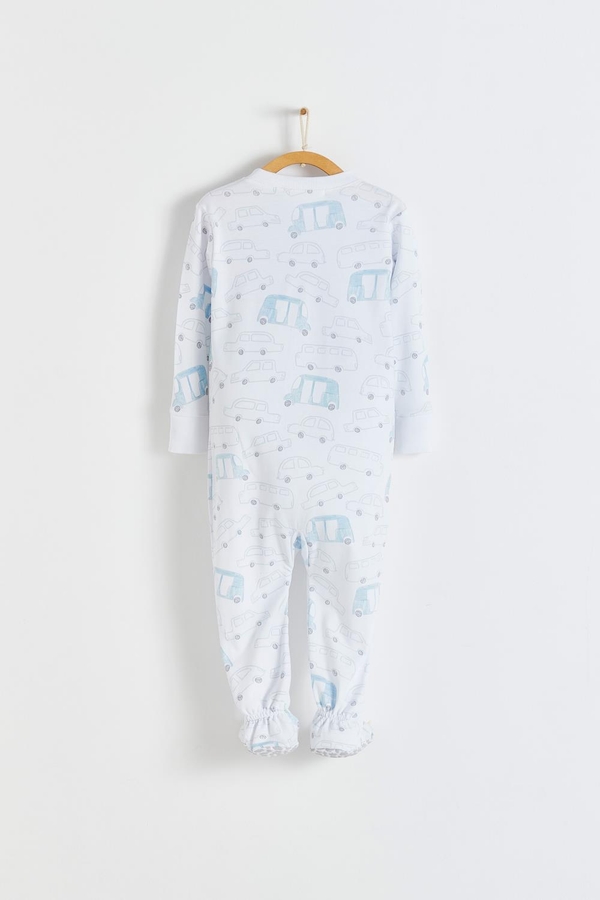 Premium Peruvian Pima Cotton Tuc Snug Fit Zip Footed Pajama for Infant. Back view