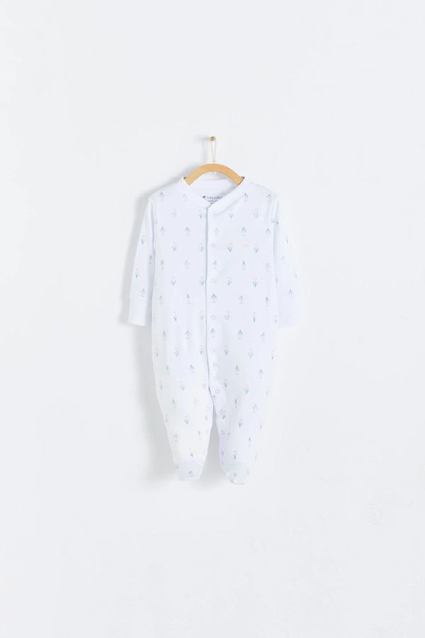 Premium Peruvian Pima Cotton Tulips Footie Pajama for Infant. Front view