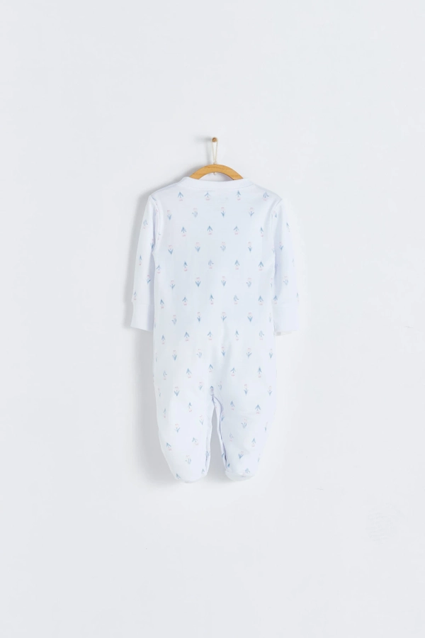 Premium Peruvian Pima Cotton Tulips Footie Pajama for Infant. Back view