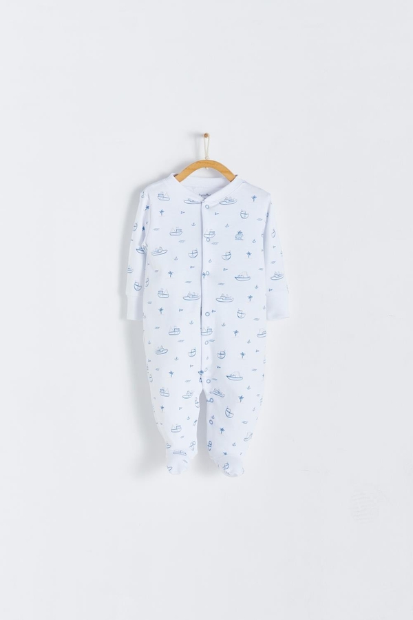 Premium Peruvian Pima Cotton Oceania Footie Pajama for Infant. Front view