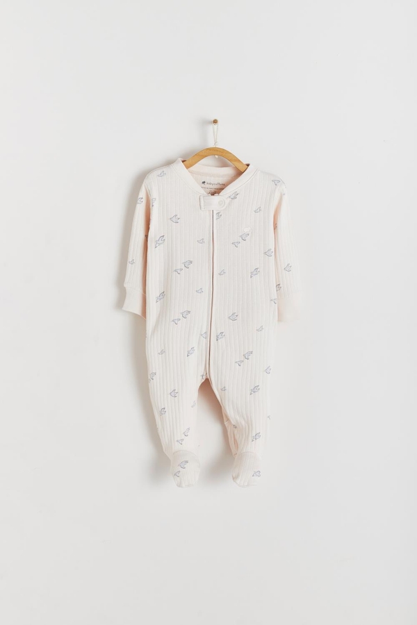 Premium Cotton Goose Zip Footed Pajama for Infant. Front view