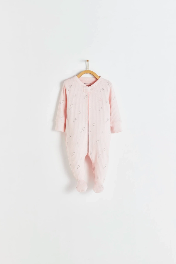 Premium Cotton Goose Zip Footed Pajama for Infant. Front view
