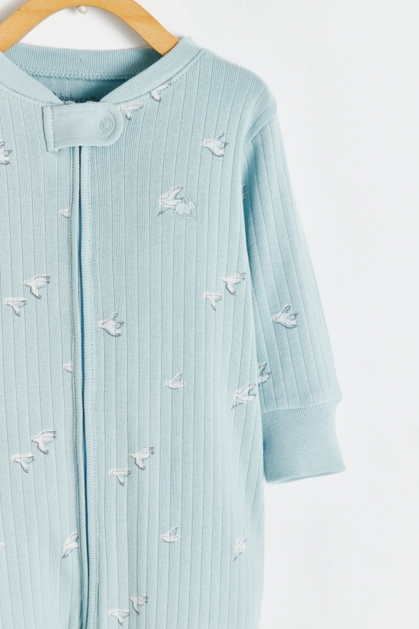 Premium Cotton Goose Zip Footed Pajama for Infant. Detail view