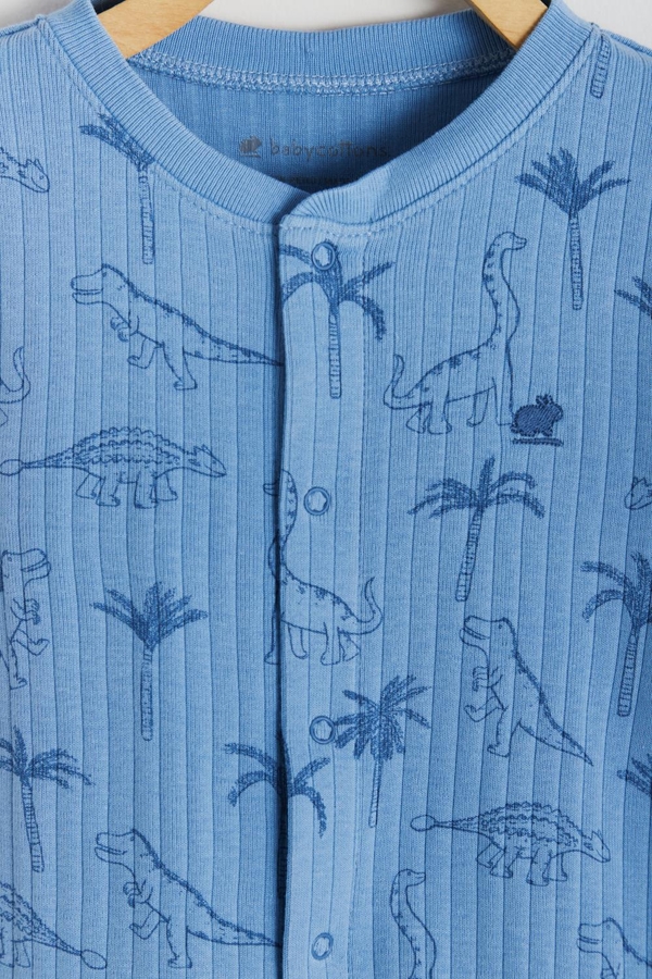 Premium Cotton Roar Footie Pajama for Infant. Snaps detail view