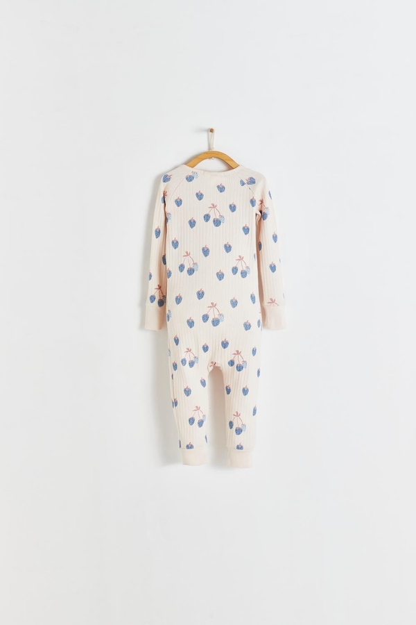 Premium Cotton Berrypop Snug Fit Zip Footless Pajama for Infant. Back view