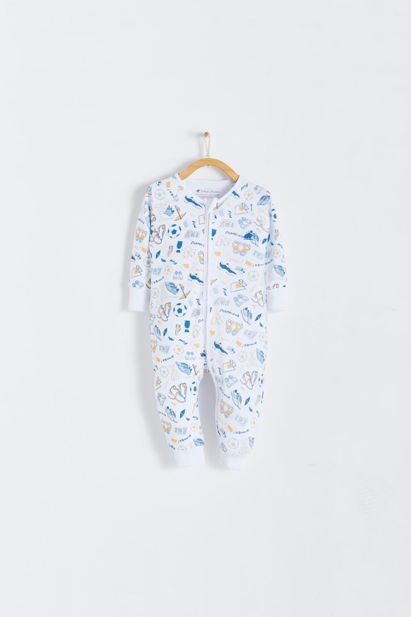 Premium Peruvian Pima Cotton Inter Zip Footless Pajama for Infant. Front view