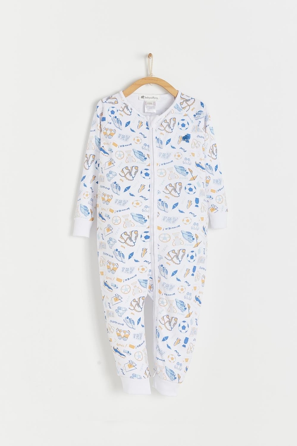 Premium Peruvian Pima Cotton Inter Snug Fit Zip Footless Pajama for Infant. Front view