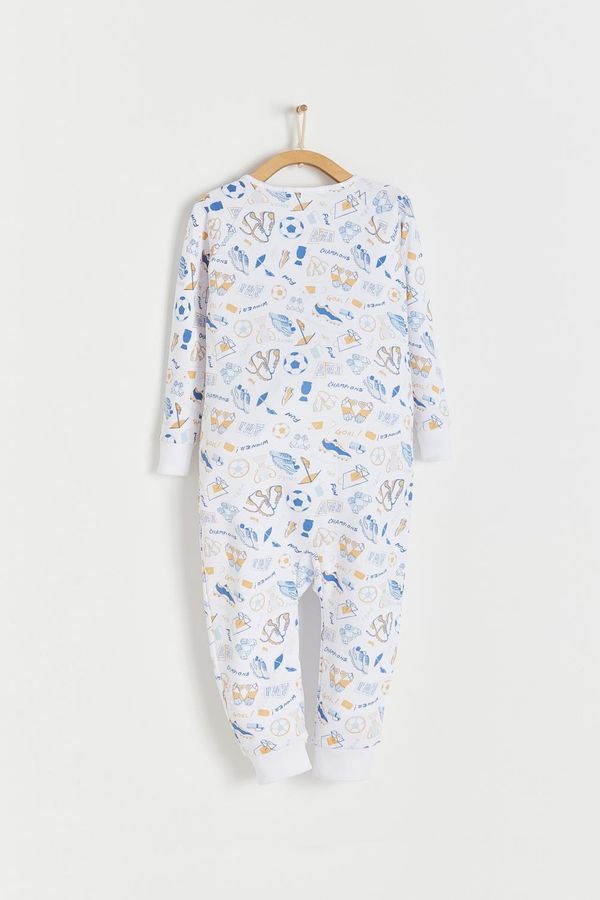 Premium Peruvian Pima Cotton Inter Snug Fit Zip Footless Pajama for Infant. Back view