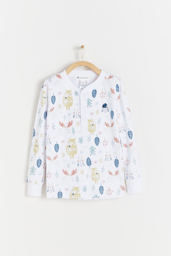 Premium Peruvian Pima Cotton Aspen Magnetic Snug Pajama Top For Toddler. Front view.