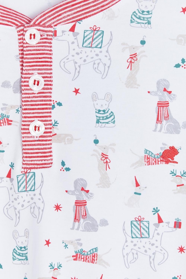 Premium Peruvian Pima Cotton Christmas Dad Pajama Top | Front Detail