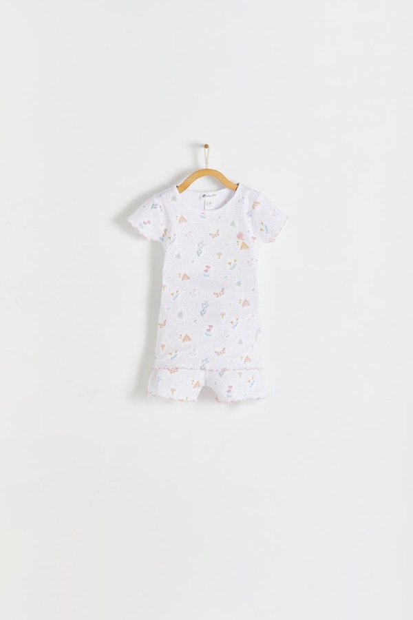 Premium Peruvian Pima Cotton Delphine Short Tee & Pants Pajama Set for Toddler. Front view