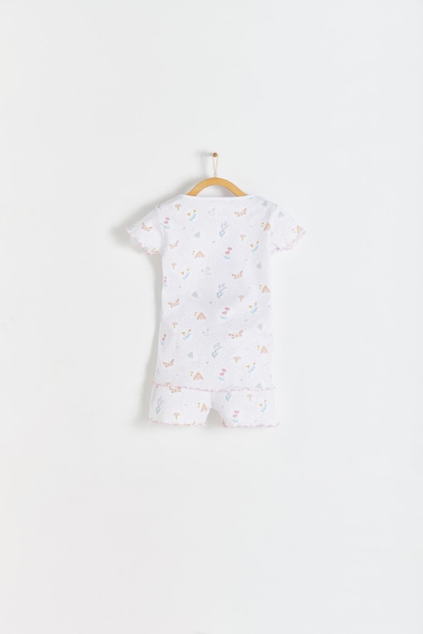 Premium Peruvian Pima Cotton Delphine Short Tee & Pants Pajama Set for Toddler. Back view
