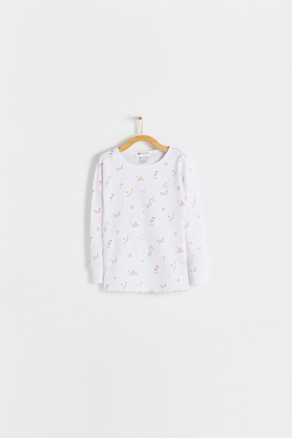 Premium Peruvian Pima Cotton Delphine Snug Fit Long Sleeve Pajama Tee for Toddler. Front view