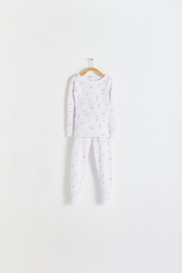 Premium Peruvian Pima Cotton Delphine Snug Fit Long Pajama Set for Toddler. Front view