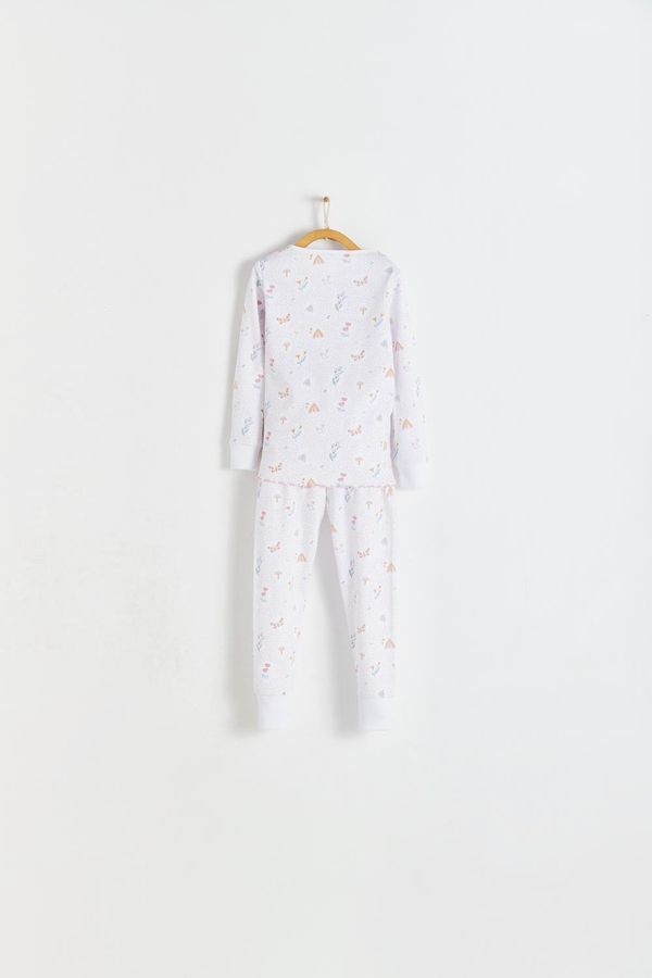 Premium Peruvian Pima Cotton Delphine Snug Fit Long Pajama Set for Toddler. Back view