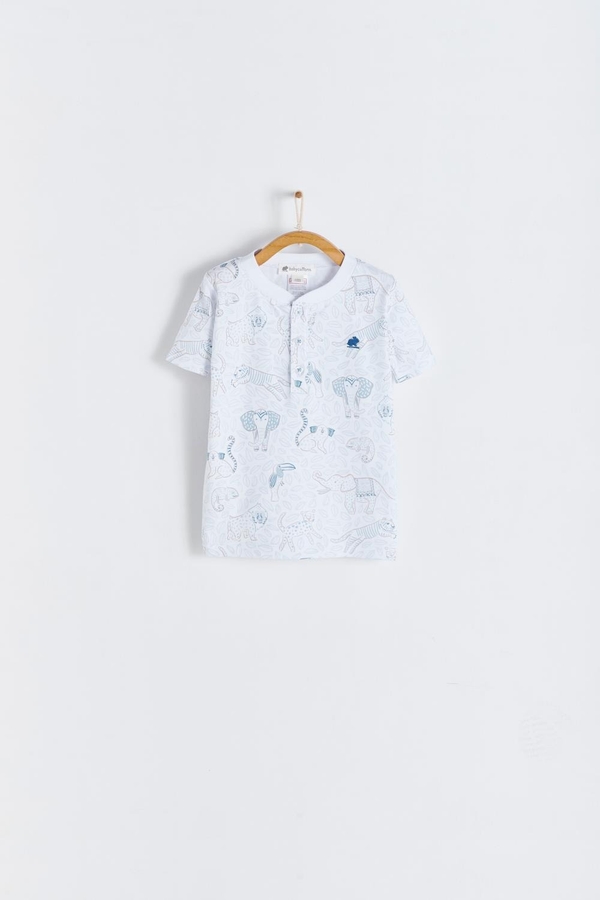 Premium Peruvian Pima Cotton Manji Short Sleeve Pajama Tee for Toddler. Front view.