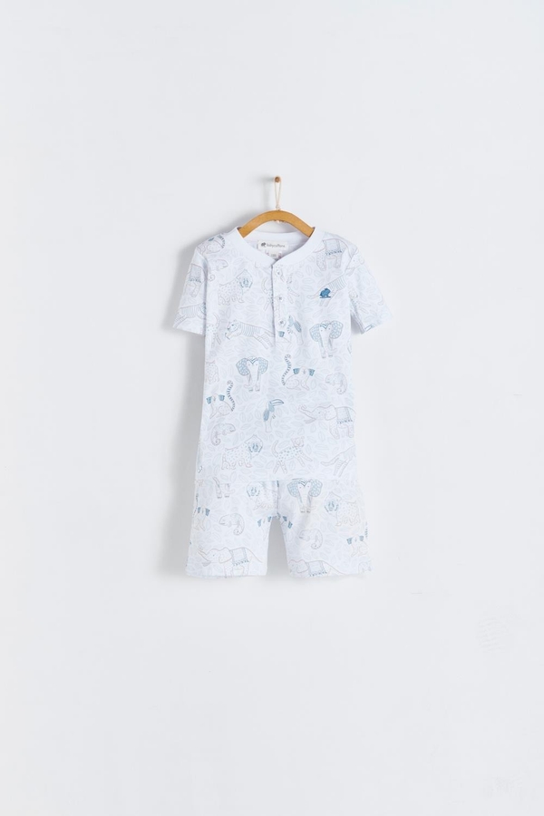 Premium Peruvian Pima Cotton Manji Short Tee & Short Pajama Set for Toddler. Front view