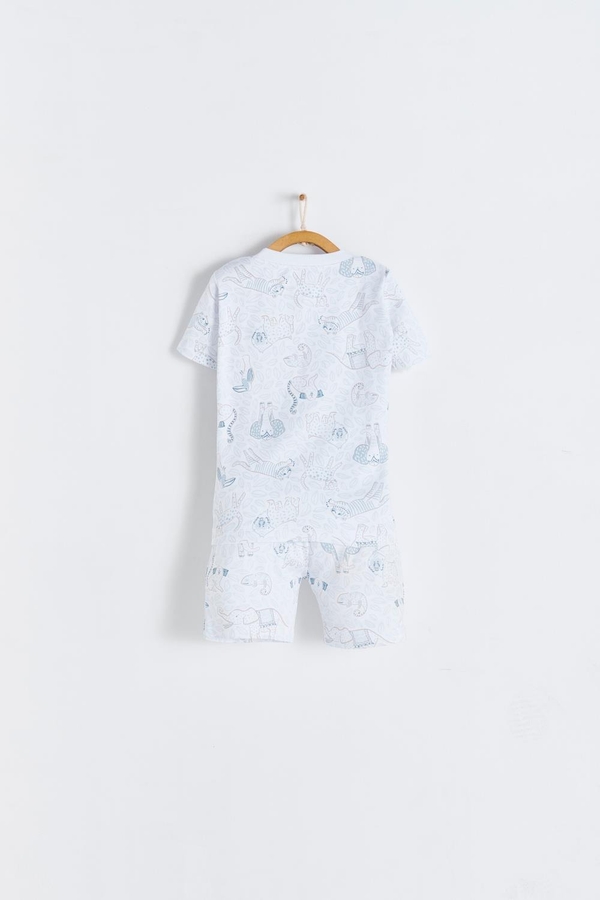 Premium Peruvian Pima Cotton Manji Short Tee & Short Pajama Set for Toddler. Back view