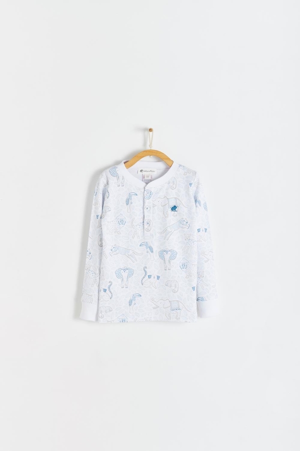 Premium Peruvian Pima Cotton Manji Snug Fit Long Pajama Tee for Toddler. Front view
