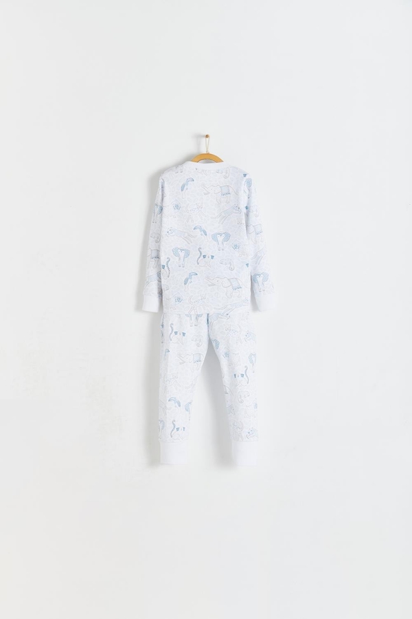 Premium Peruvian Pima Cotton Manji Snug Fit Long Pajama Set for Toddler. Back view