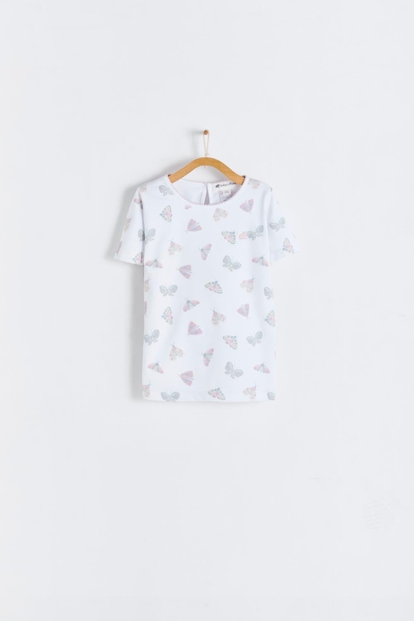 Premium Peruvian Pima Cotton Lisa Short Sleeve Pajama Tee for Toddler. Front view