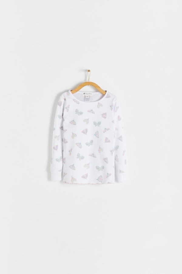 Premium Peruvian Pima Cotton Lisa Snug Fit Long Sleeve Pajama Tee for Toddler. Front view