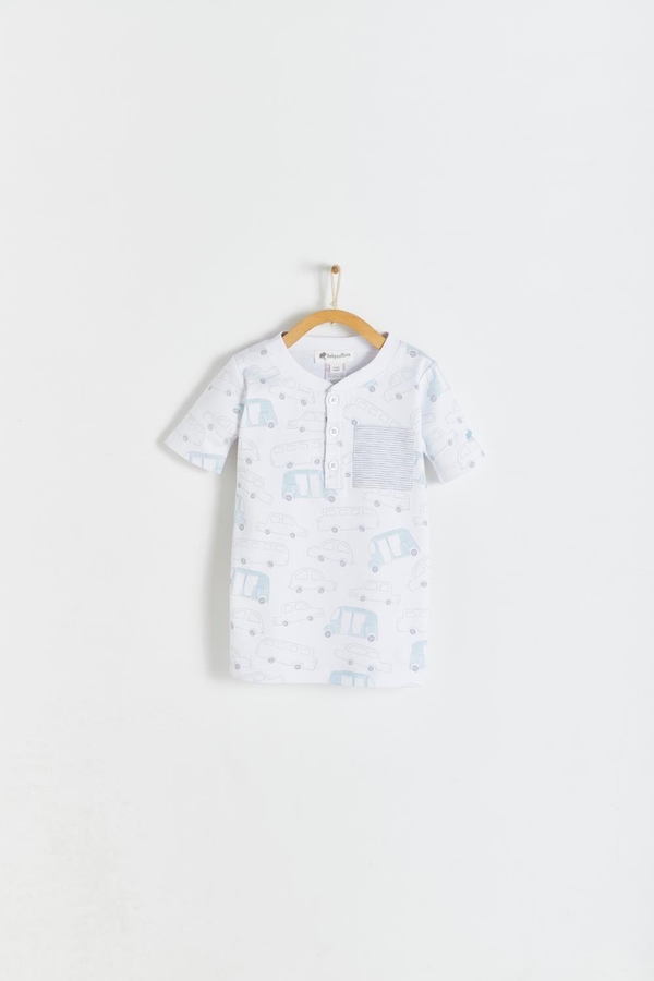 Premium Peruvian Pima Cotton Tuc Short Sleeve Pajama Tee for Toddler. Front view