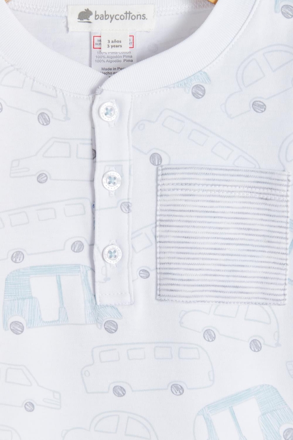 Premium Peruvian Pima Cotton Tuc Short Tee & Short Pajama Set for Toddler. Front buttons view