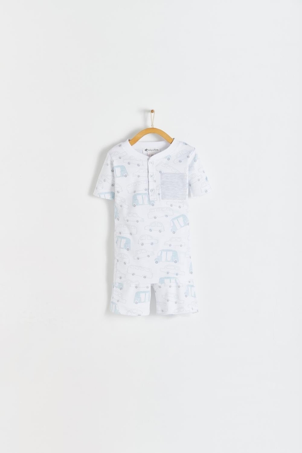 Premium Peruvian Pima Cotton Tuc Short Tee & Short Pajama Set for Toddler. Front view