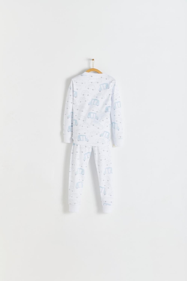 Premium Peruvian Pima Cotton Tuc Snug Fit Long Pajama Set for Toddler. Back view