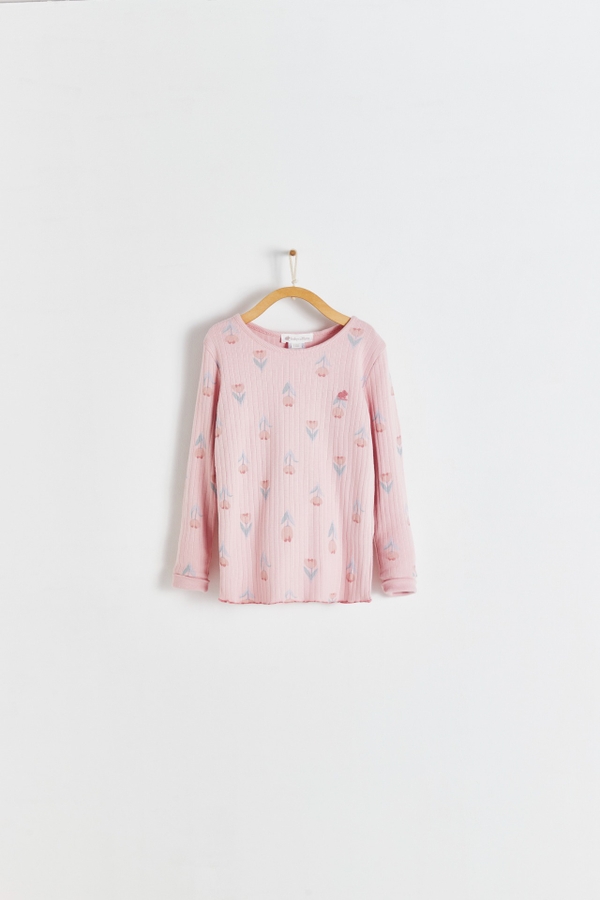 Premium Cotton Kate Snug Fit Long Sleeve Pajama Top for Infant. Front view.