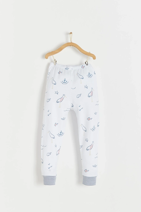 Premium Peruvian Pima Cotton Sea Snug Fit Long Pajama Pants for Infant. Front view