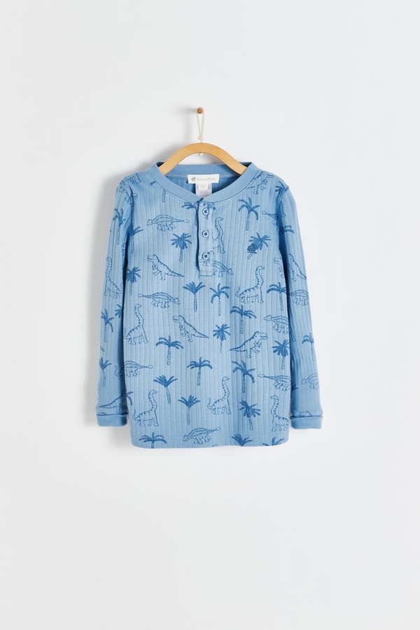 Premium Cotton Roar Snug Fit Long Pajama Top for Toddler. Front view
