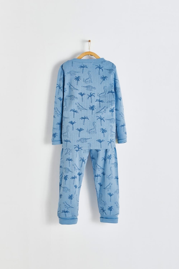 Premium Cotton Roar Snug Fit Long Pajama Set for Toddler. Back view