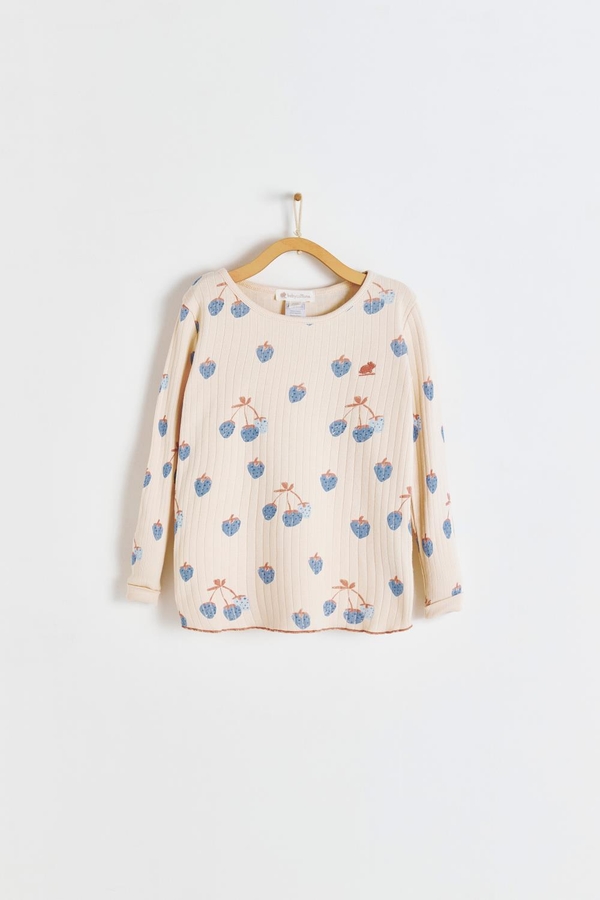 Premium Cotton Berrypop Snug Fit Long Pajama Top for Toddler. Front view